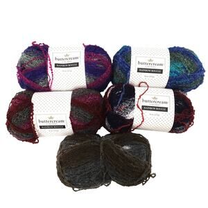 5 Skeins Buttercream Luxe Craft Rainbow Boucle Yarn Variegated Bulky Lot Mixed